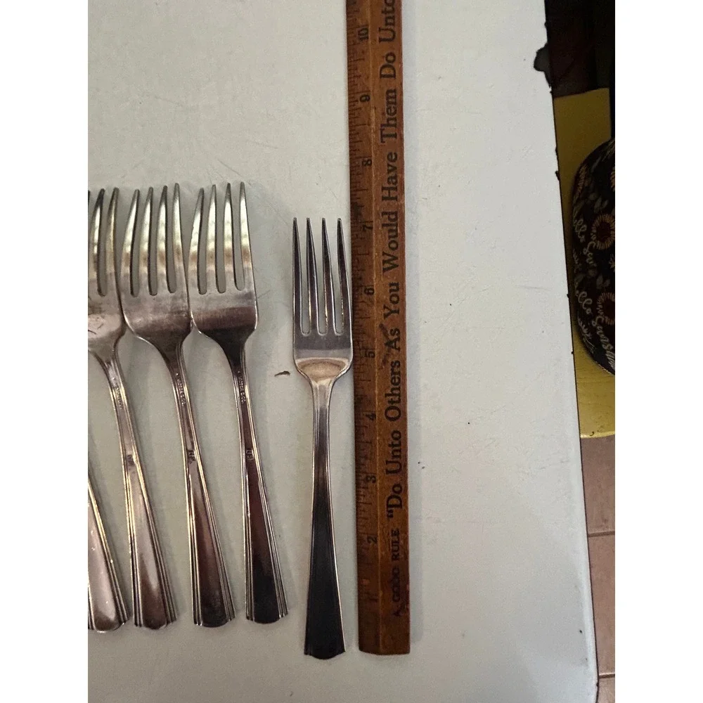 Vintage MC Flatware, Victor S Co. I S, Nine Forks, Restaurant Flatware ,‎